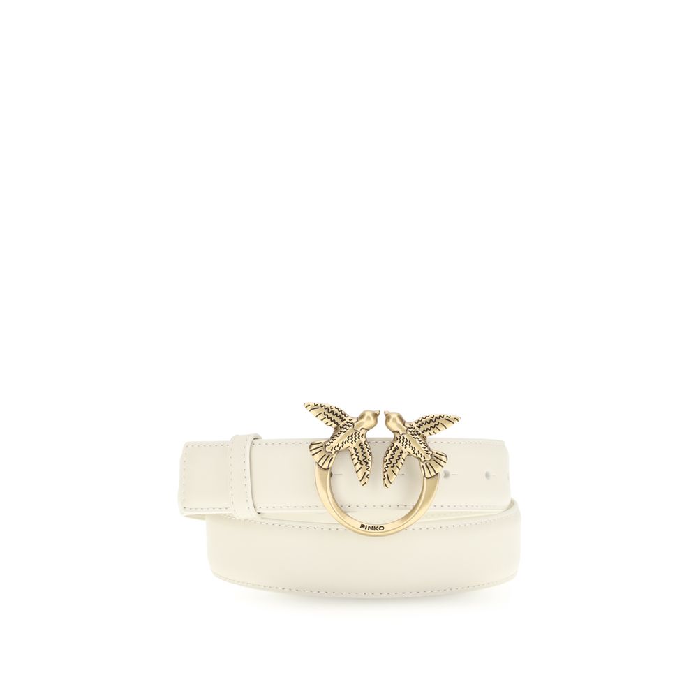 PINKO White Calf Leather Bos Taurus Regular Belt